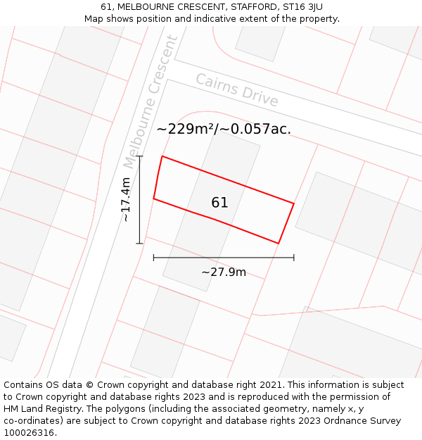 61, MELBOURNE CRESCENT, STAFFORD, ST16 3JU: Plot and title map