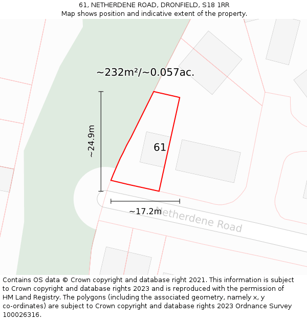 61, NETHERDENE ROAD, DRONFIELD, S18 1RR: Plot and title map