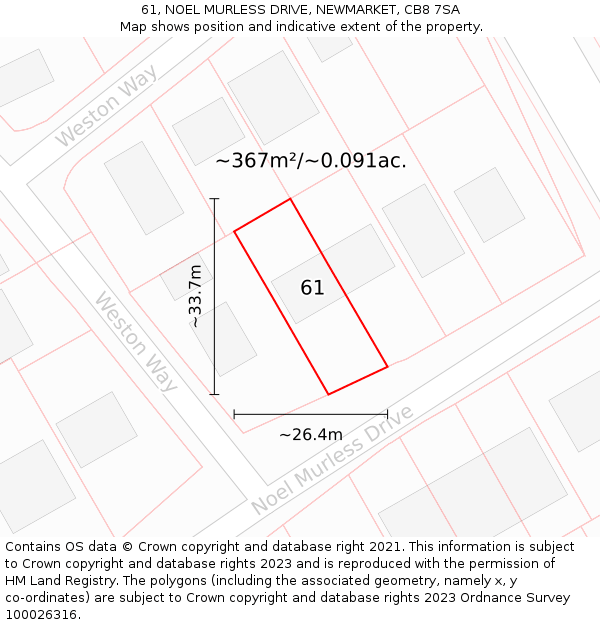 61, NOEL MURLESS DRIVE, NEWMARKET, CB8 7SA: Plot and title map