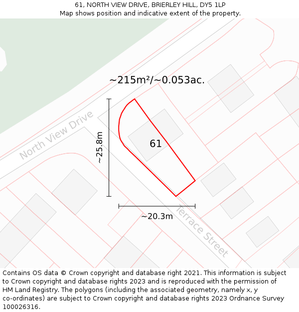 61, NORTH VIEW DRIVE, BRIERLEY HILL, DY5 1LP: Plot and title map