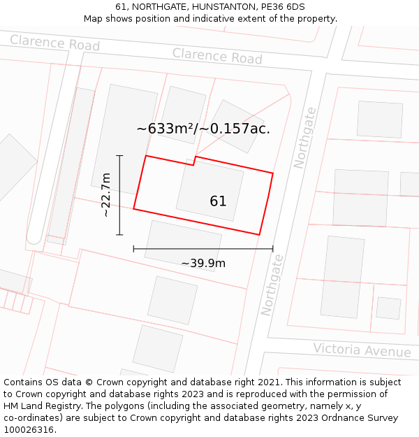 61, NORTHGATE, HUNSTANTON, PE36 6DS: Plot and title map
