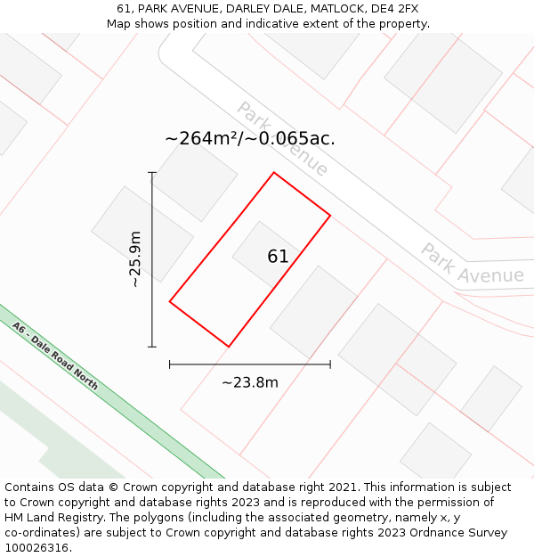 61, PARK AVENUE, DARLEY DALE, MATLOCK, DE4 2FX: Plot and title map
