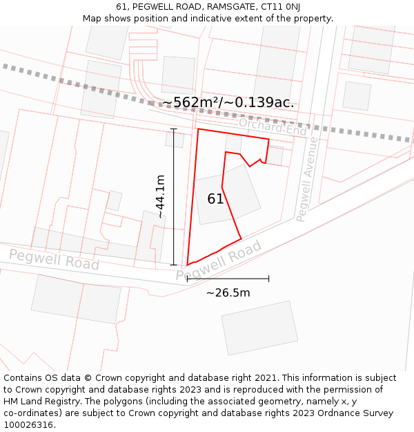61, PEGWELL ROAD, RAMSGATE, CT11 0NJ: Plot and title map