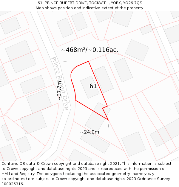 61, PRINCE RUPERT DRIVE, TOCKWITH, YORK, YO26 7QS: Plot and title map