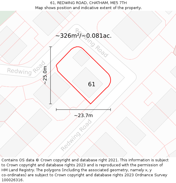 61, REDWING ROAD, CHATHAM, ME5 7TH: Plot and title map