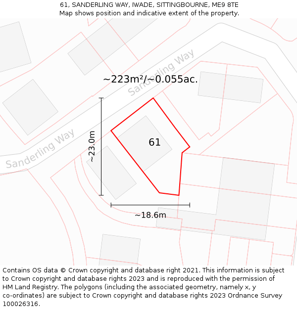 61, SANDERLING WAY, IWADE, SITTINGBOURNE, ME9 8TE: Plot and title map
