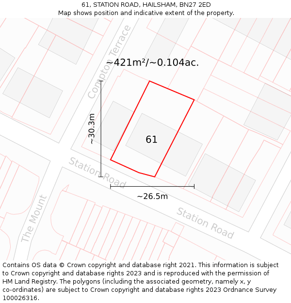 61, STATION ROAD, HAILSHAM, BN27 2ED: Plot and title map