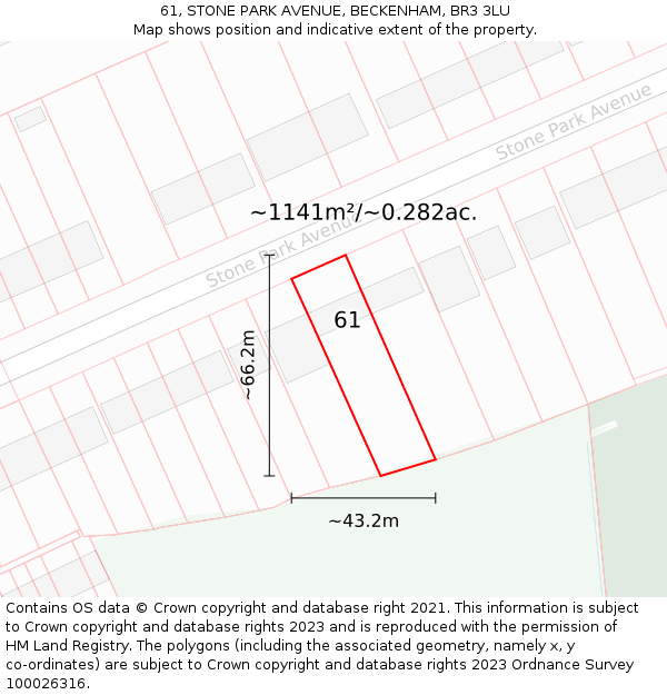 61, STONE PARK AVENUE, BECKENHAM, BR3 3LU: Plot and title map