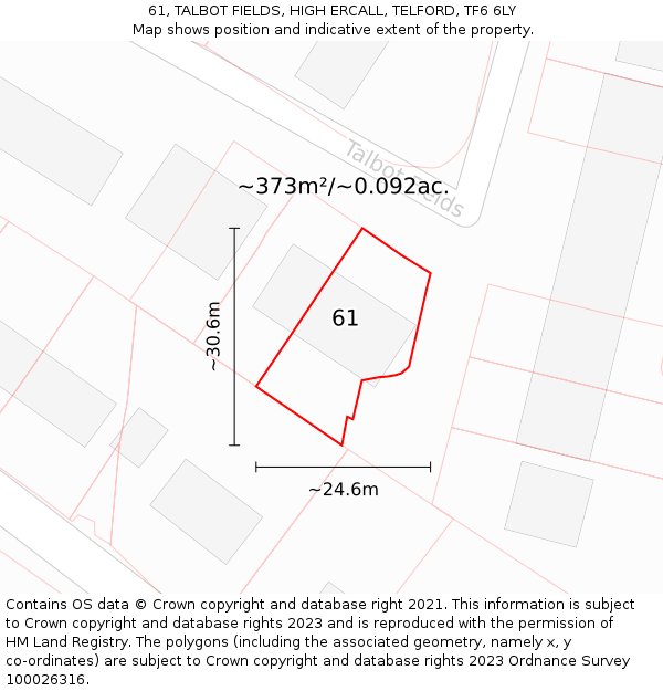 61, TALBOT FIELDS, HIGH ERCALL, TELFORD, TF6 6LY: Plot and title map
