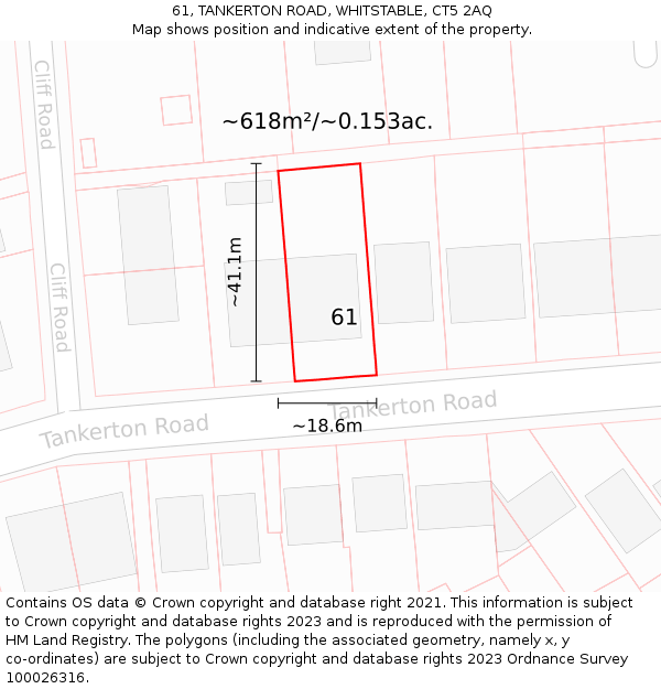 61, TANKERTON ROAD, WHITSTABLE, CT5 2AQ: Plot and title map