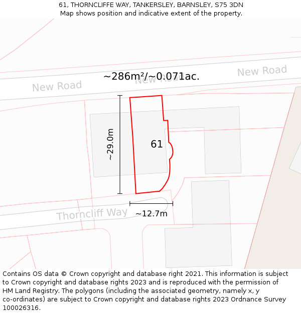 61, THORNCLIFFE WAY, TANKERSLEY, BARNSLEY, S75 3DN: Plot and title map