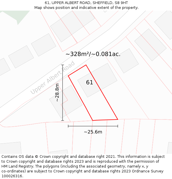 61, UPPER ALBERT ROAD, SHEFFIELD, S8 9HT: Plot and title map