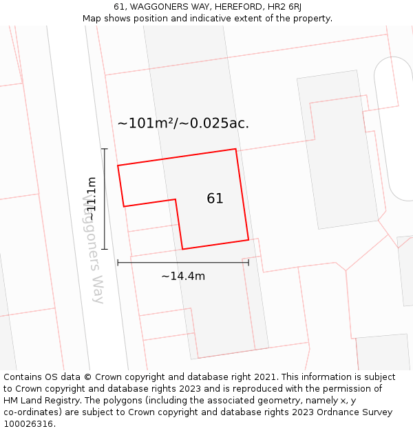61, WAGGONERS WAY, HEREFORD, HR2 6RJ: Plot and title map