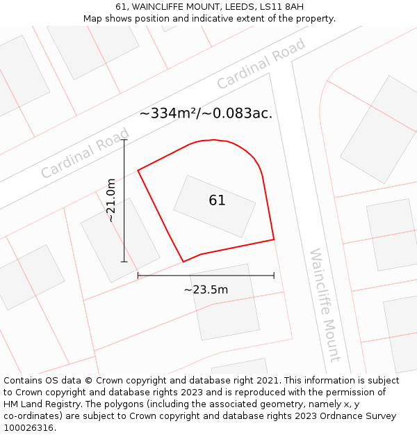 61, WAINCLIFFE MOUNT, LEEDS, LS11 8AH: Plot and title map