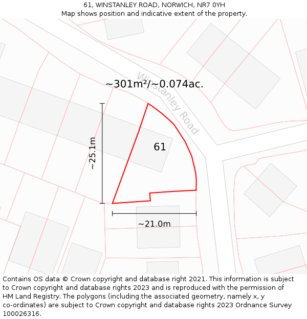 61, WINSTANLEY ROAD, NORWICH, NR7 0YH: Plot and title map