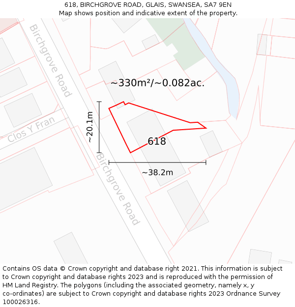 618, BIRCHGROVE ROAD, GLAIS, SWANSEA, SA7 9EN: Plot and title map