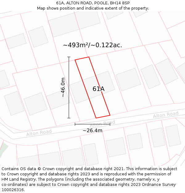 61A, ALTON ROAD, POOLE, BH14 8SP: Plot and title map