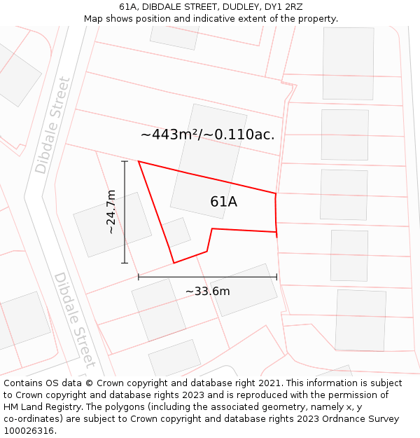 61A, DIBDALE STREET, DUDLEY, DY1 2RZ: Plot and title map