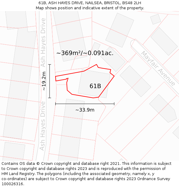 61B, ASH HAYES DRIVE, NAILSEA, BRISTOL, BS48 2LH: Plot and title map