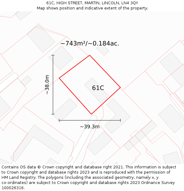 61C, HIGH STREET, MARTIN, LINCOLN, LN4 3QY: Plot and title map