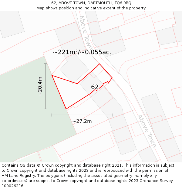 62, ABOVE TOWN, DARTMOUTH, TQ6 9RQ: Plot and title map