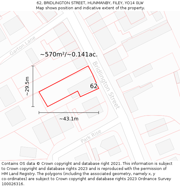 62, BRIDLINGTON STREET, HUNMANBY, FILEY, YO14 0LW: Plot and title map