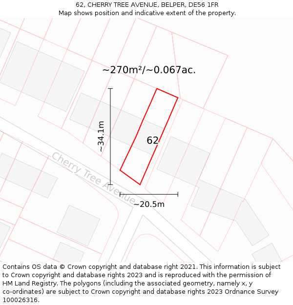 62, CHERRY TREE AVENUE, BELPER, DE56 1FR: Plot and title map