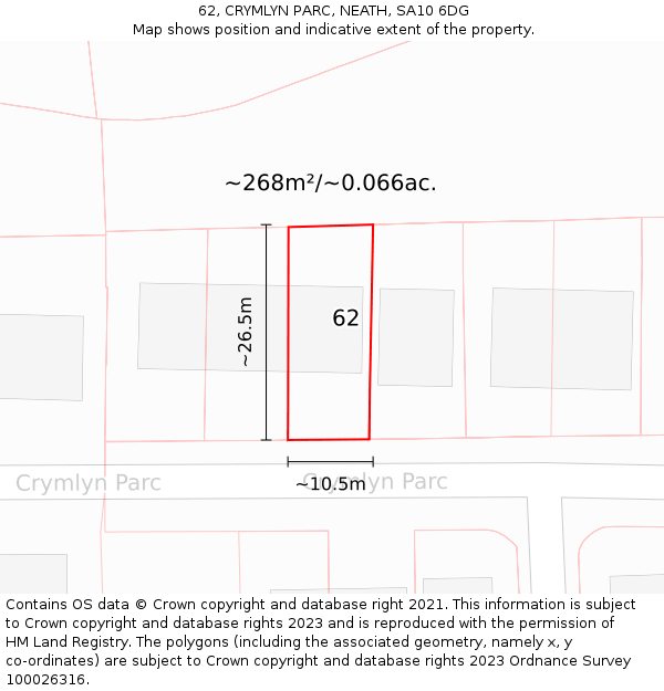 62, CRYMLYN PARC, NEATH, SA10 6DG: Plot and title map