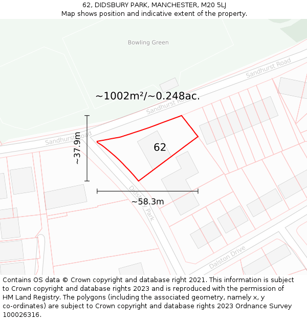 62, DIDSBURY PARK, MANCHESTER, M20 5LJ: Plot and title map