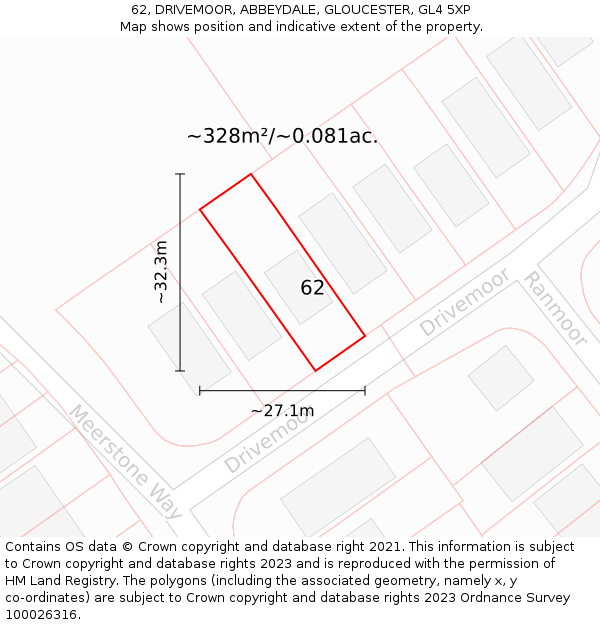 62, DRIVEMOOR, ABBEYDALE, GLOUCESTER, GL4 5XP: Plot and title map