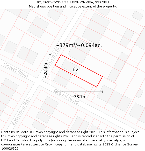 62, EASTWOOD RISE, LEIGH-ON-SEA, SS9 5BU: Plot and title map