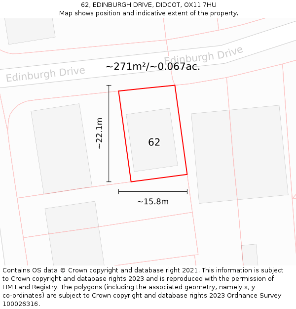 62, EDINBURGH DRIVE, DIDCOT, OX11 7HU: Plot and title map