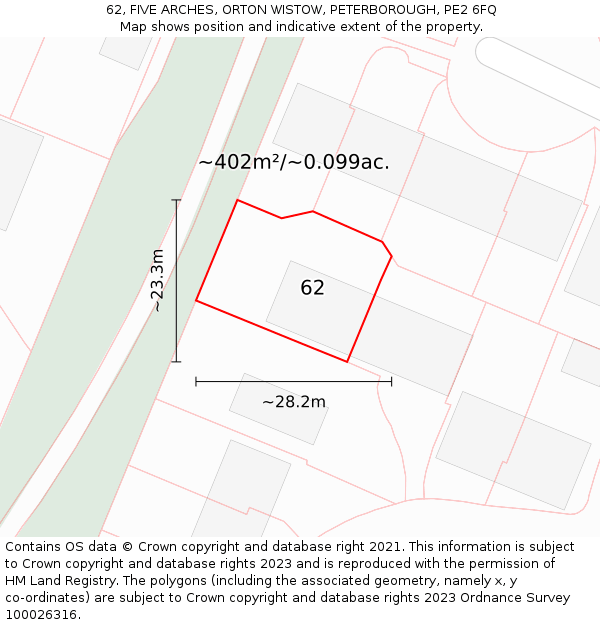 62, FIVE ARCHES, ORTON WISTOW, PETERBOROUGH, PE2 6FQ: Plot and title map