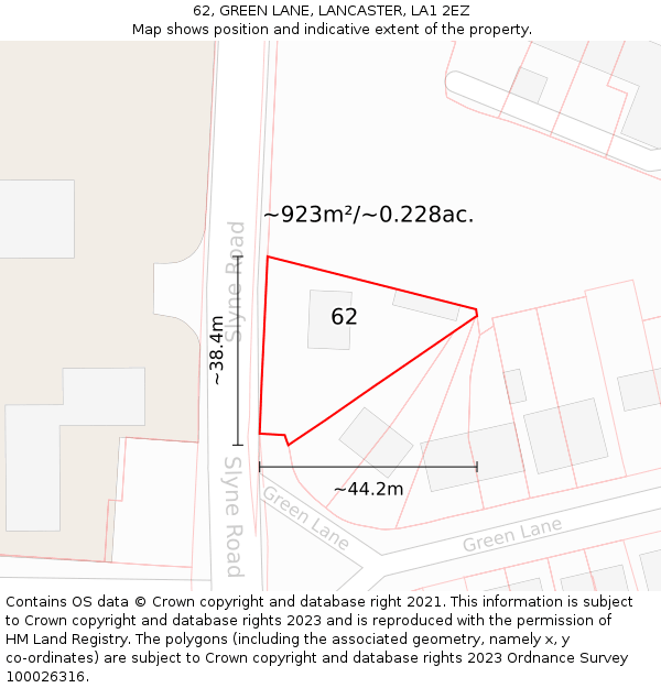 62, GREEN LANE, LANCASTER, LA1 2EZ: Plot and title map