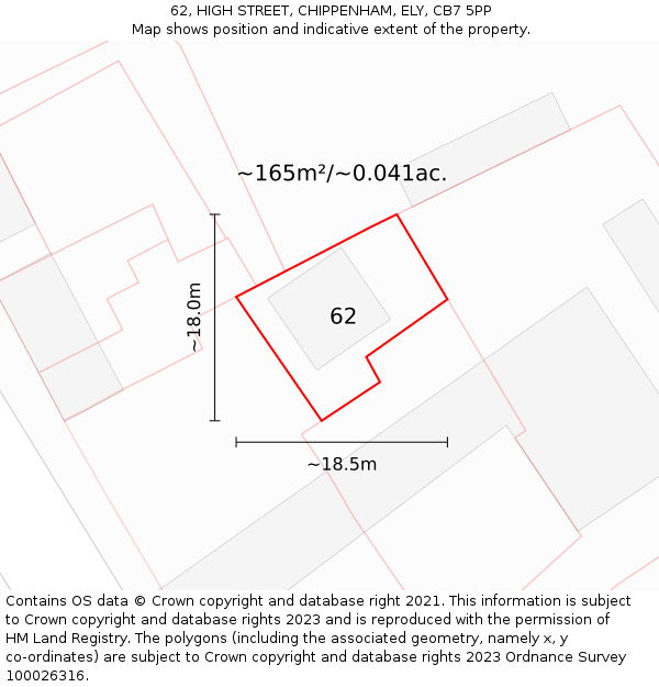 62, HIGH STREET, CHIPPENHAM, ELY, CB7 5PP: Plot and title map