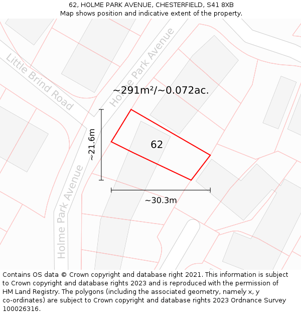 62, HOLME PARK AVENUE, CHESTERFIELD, S41 8XB: Plot and title map