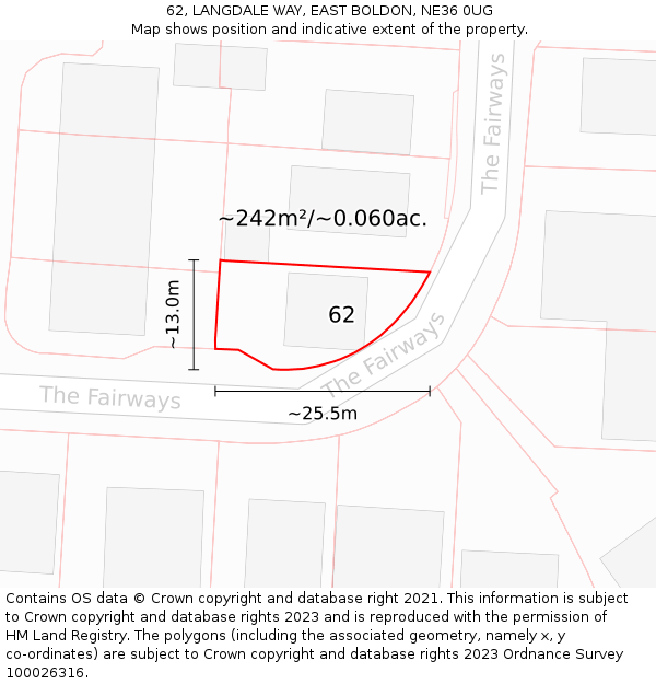 62, LANGDALE WAY, EAST BOLDON, NE36 0UG: Plot and title map