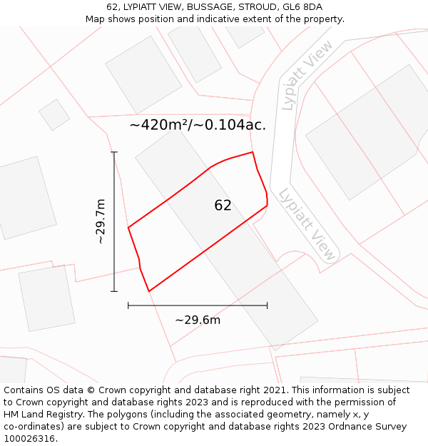 62, LYPIATT VIEW, BUSSAGE, STROUD, GL6 8DA: Plot and title map