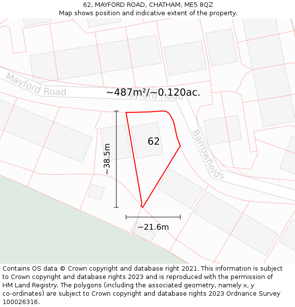 62, MAYFORD ROAD, CHATHAM, ME5 8QZ: Plot and title map