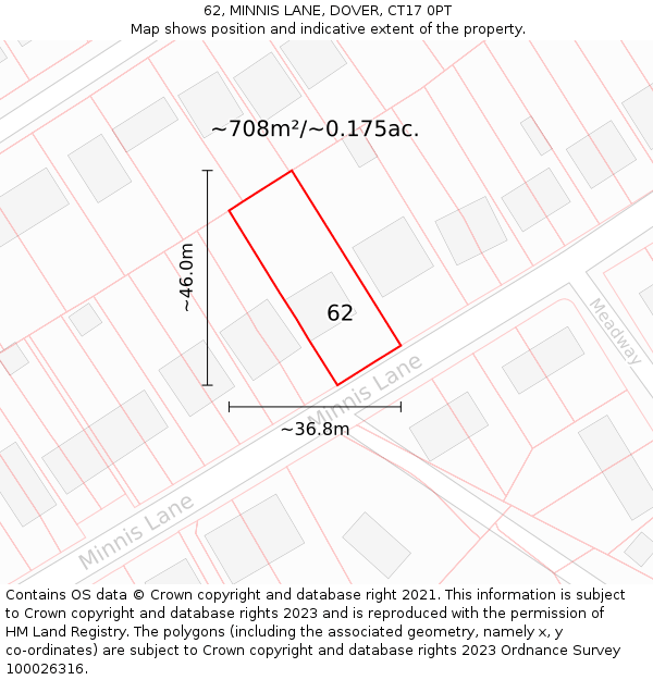 62, MINNIS LANE, DOVER, CT17 0PT: Plot and title map