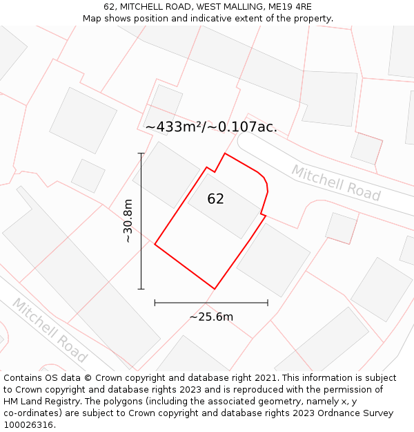 62, MITCHELL ROAD, WEST MALLING, ME19 4RE: Plot and title map