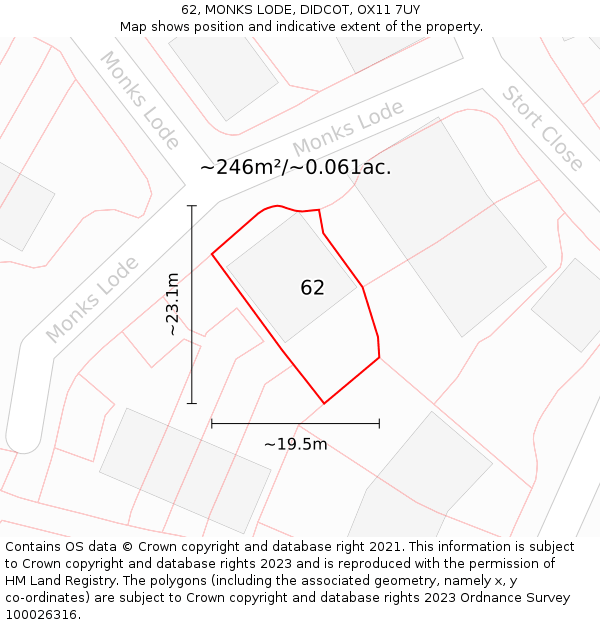 62, MONKS LODE, DIDCOT, OX11 7UY: Plot and title map