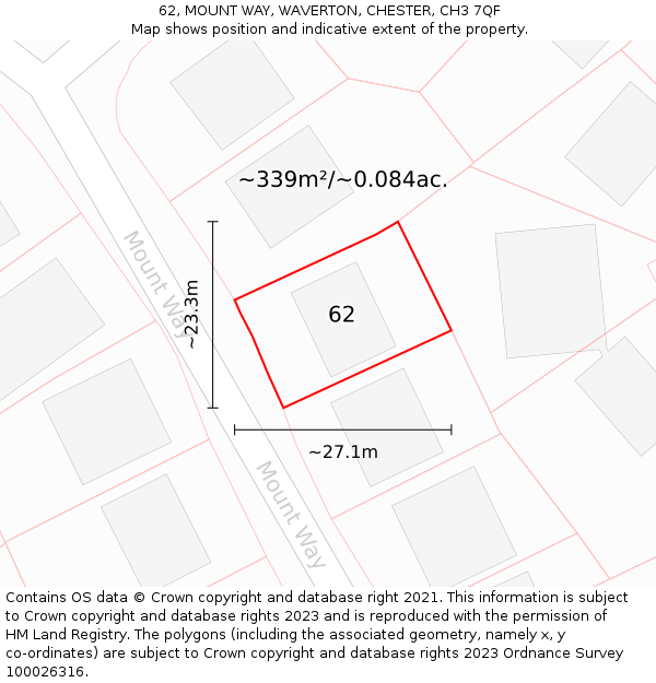 62, MOUNT WAY, WAVERTON, CHESTER, CH3 7QF: Plot and title map