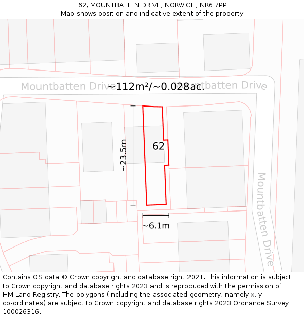62, MOUNTBATTEN DRIVE, NORWICH, NR6 7PP: Plot and title map