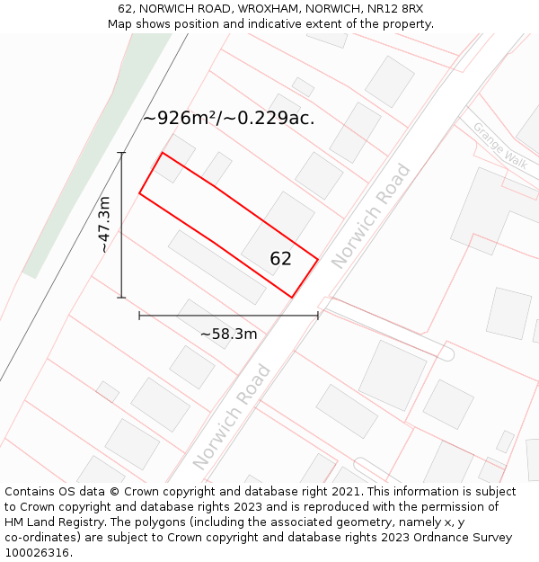 62, NORWICH ROAD, WROXHAM, NORWICH, NR12 8RX: Plot and title map