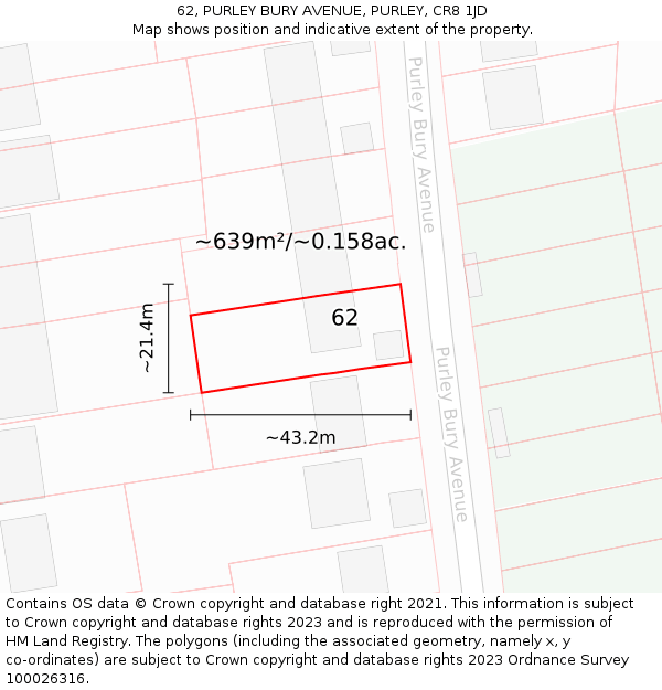 62, PURLEY BURY AVENUE, PURLEY, CR8 1JD: Plot and title map