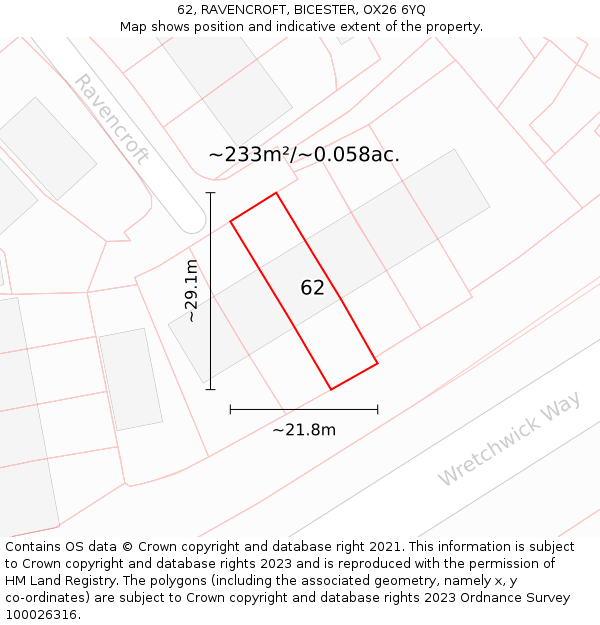 62, RAVENCROFT, BICESTER, OX26 6YQ: Plot and title map