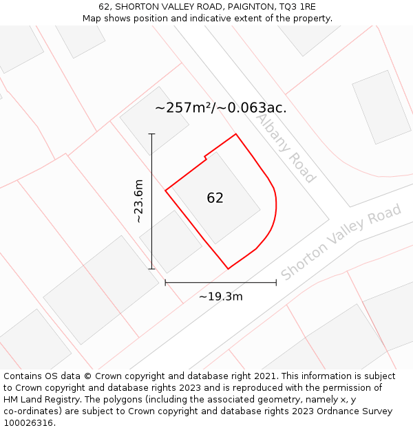 62, SHORTON VALLEY ROAD, PAIGNTON, TQ3 1RE: Plot and title map