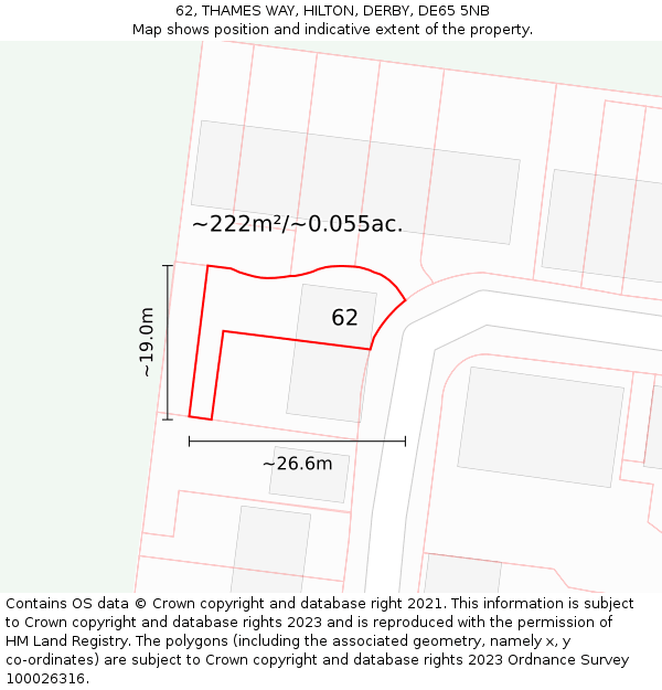 62, THAMES WAY, HILTON, DERBY, DE65 5NB: Plot and title map