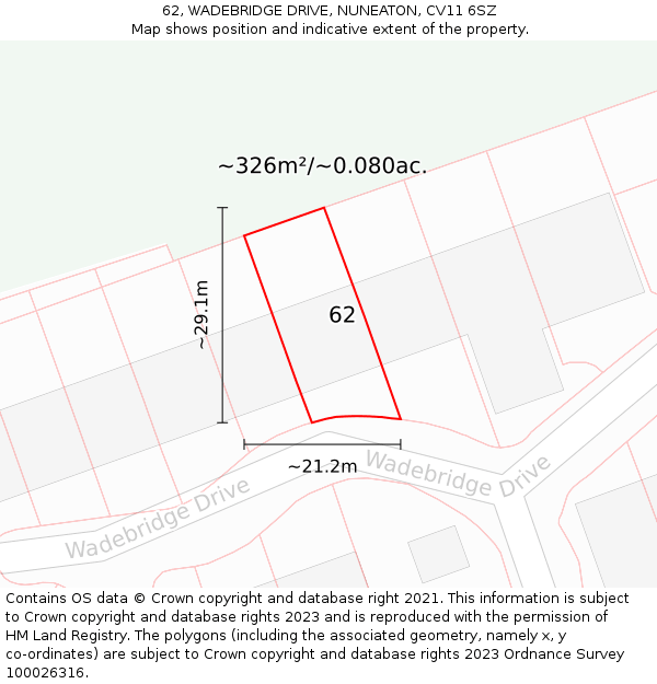 62, WADEBRIDGE DRIVE, NUNEATON, CV11 6SZ: Plot and title map